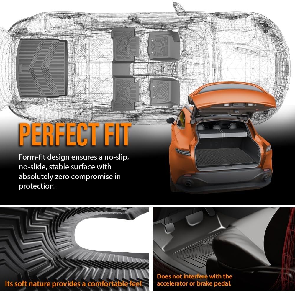 Floor Mats Cargo Liners 4PCS Honda CRV 2023-2025 Hybrid TPE All Weather Black
