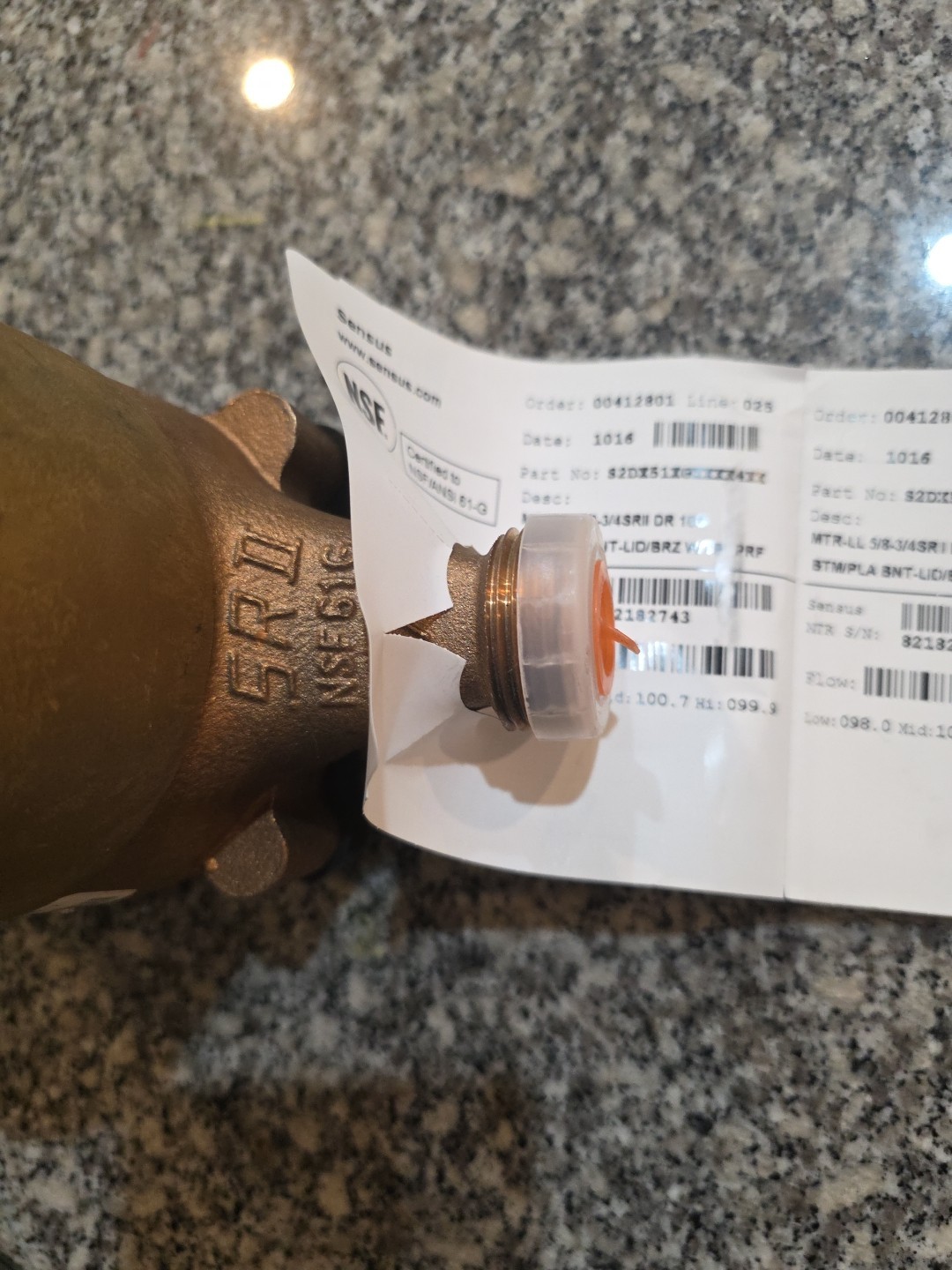 Sensus SR II 5/8″ Brass Water Meter – Zero Hours – New