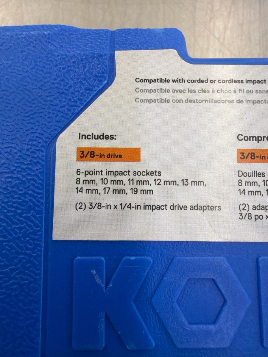 KOBALT TOOLS 0864581 SET OF 10PC 3/8″ DRIVE IMPACT SOCKETS METRIC (CJL002082)