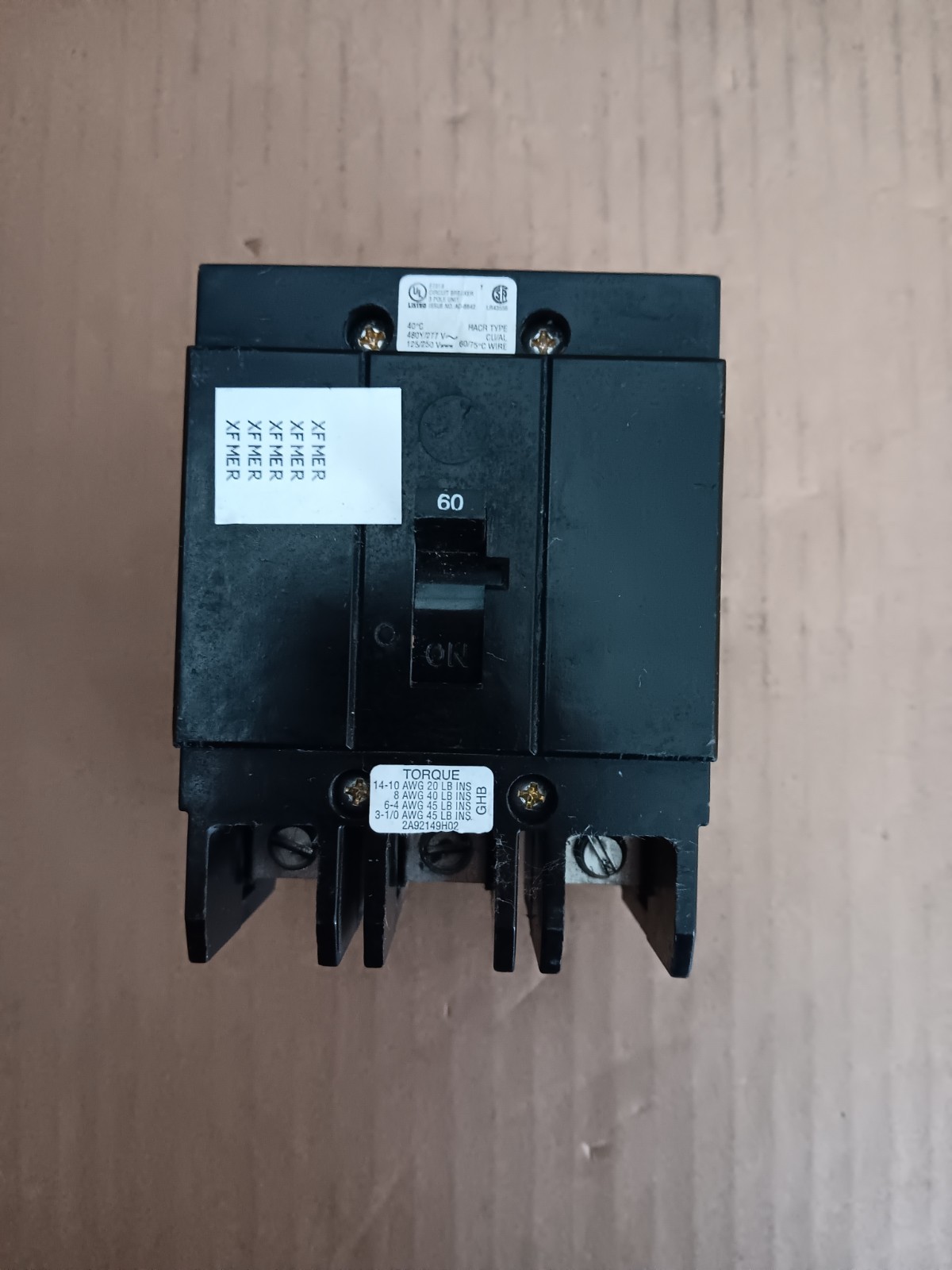Eaton GHB3060 60 Amp 3 Pole Circuit Breaker 480/277 V