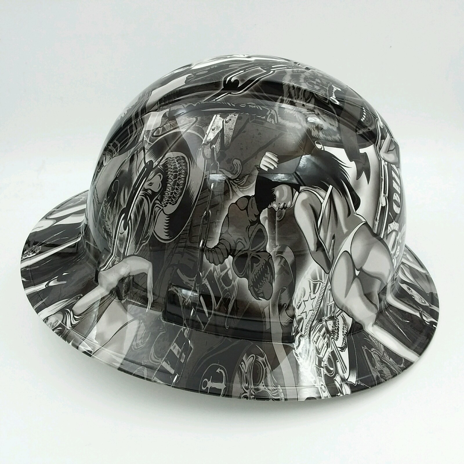 Hard Hat FULL BRIM custom hydro dipped , OSHA APPROVED , BIKER BABES WOW