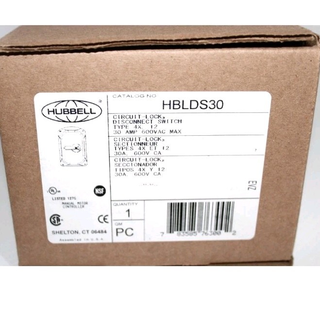 ⭐NEW IN BOX⭐ HUBBELL HBLDS30 CIRCUIT LOCK 30-Amp DISCONNECT SWITCH 600V 30A