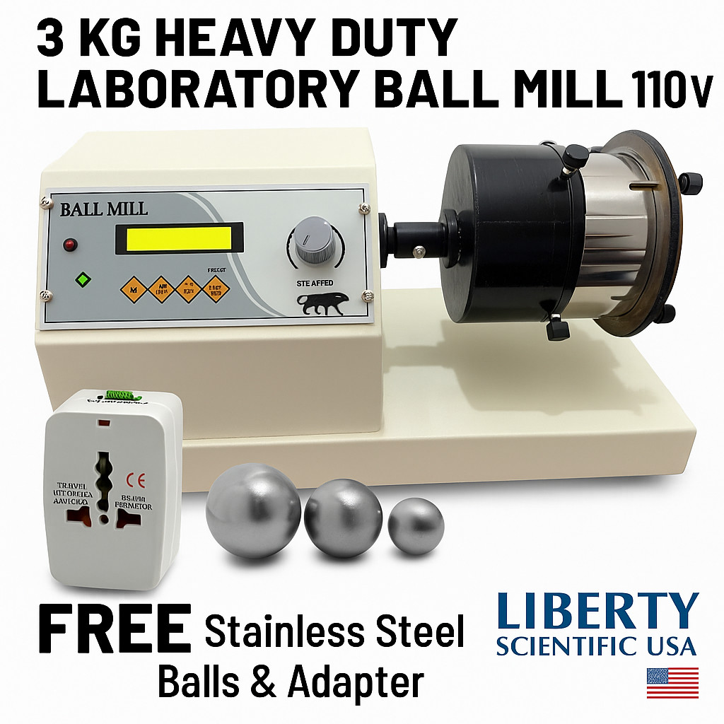 3 KG Heavy Duty Laboratory Ball Mill (110 v) | Digital RPM Timer | Grinding USA