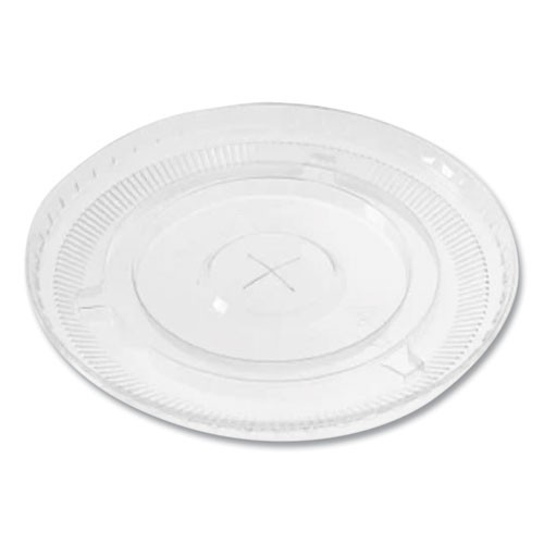 Karat PET Lids, Flat with Straw Slot, Fits 12-24 oz Cups, Plastic, 1,000/CT