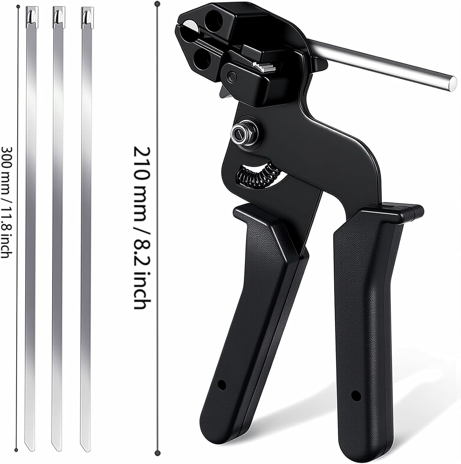 Stainless Steel Zip Ties 100Pcs 11.8In Heavy Duty Cable Tie Gun Kit UV