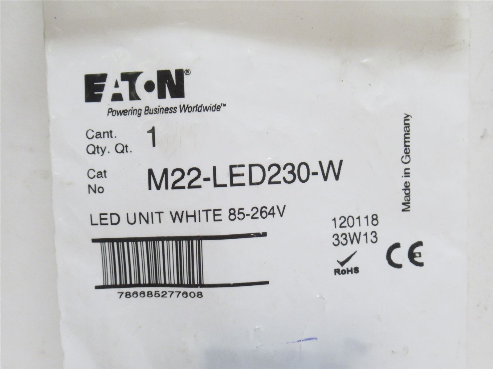 241275 New-No Box; Eaton M22-LED230-W White LED Light Unit 85-264V