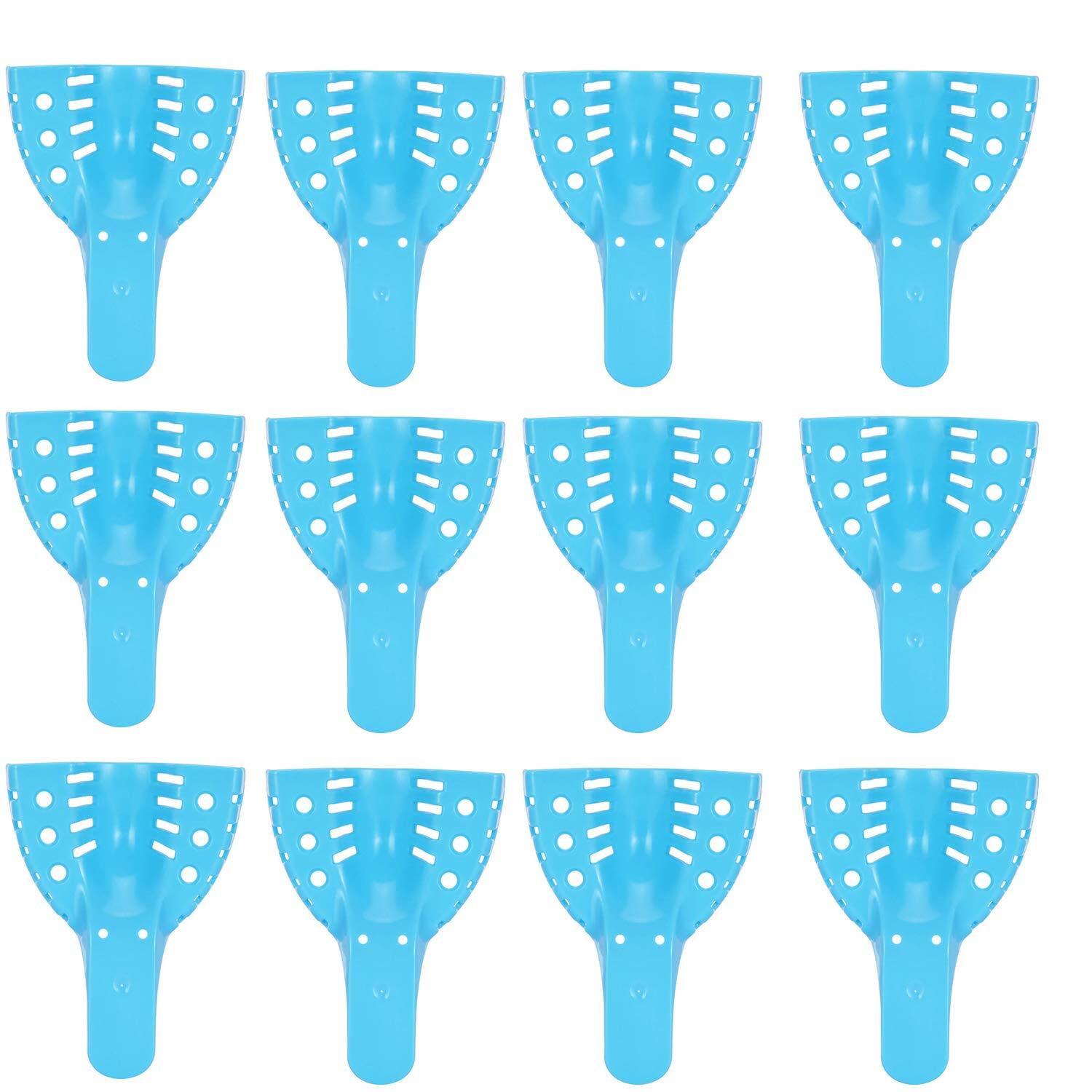 JMU Dental Impression Trays Autoclavable Plastic Perforated Trays Blue