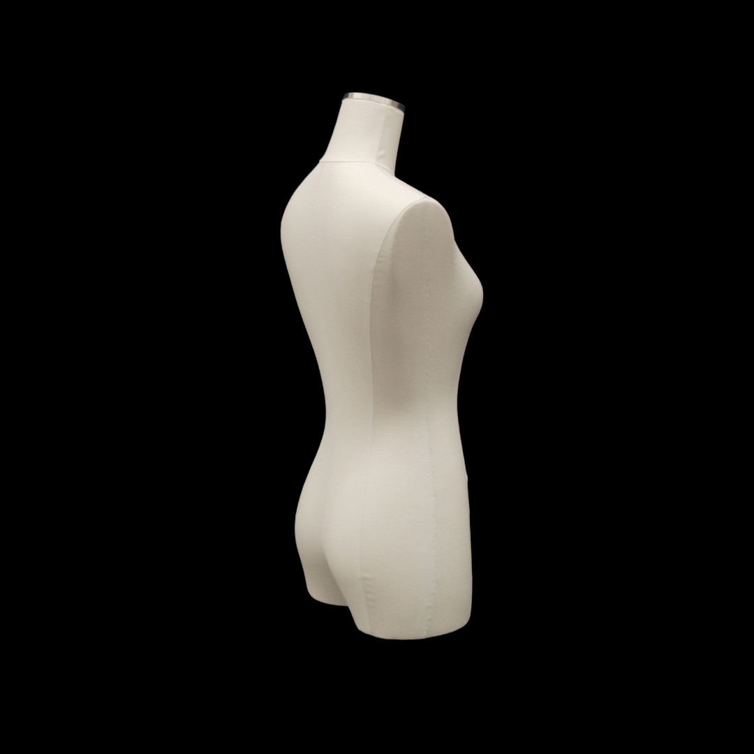 Adult Female Pinnable White Linen Dress Form Mannequin Torso with Thighs & Base