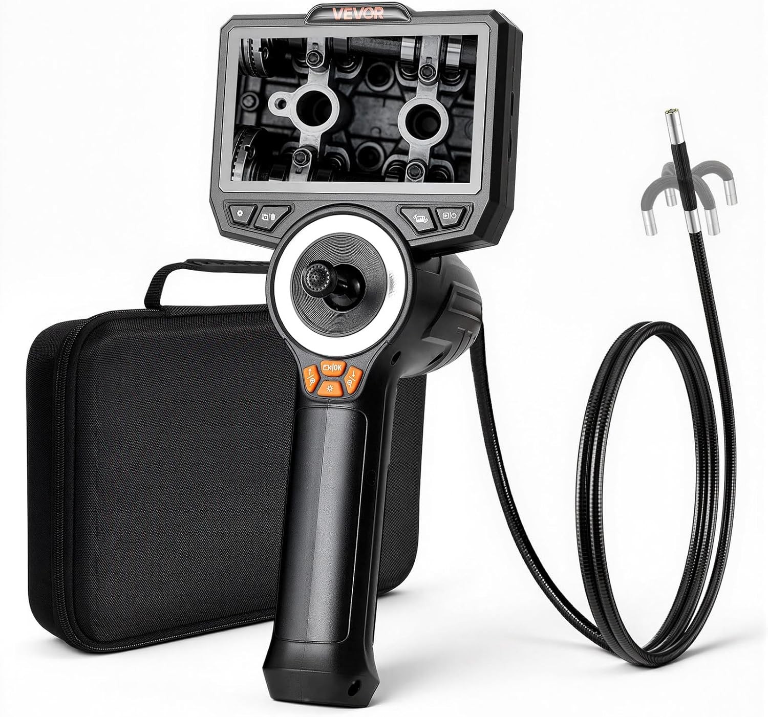 4.9FT 4-Way Articulating Endoscope with Light, 1080P HD Borescope Camera
