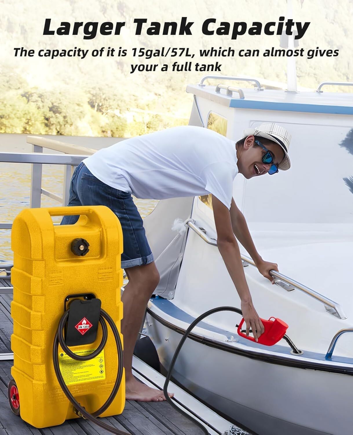 15 Gal Fuel Tank Heavy-Duty Fuel Tank Fuel Caddy with Manual Fuel Transfer Pump