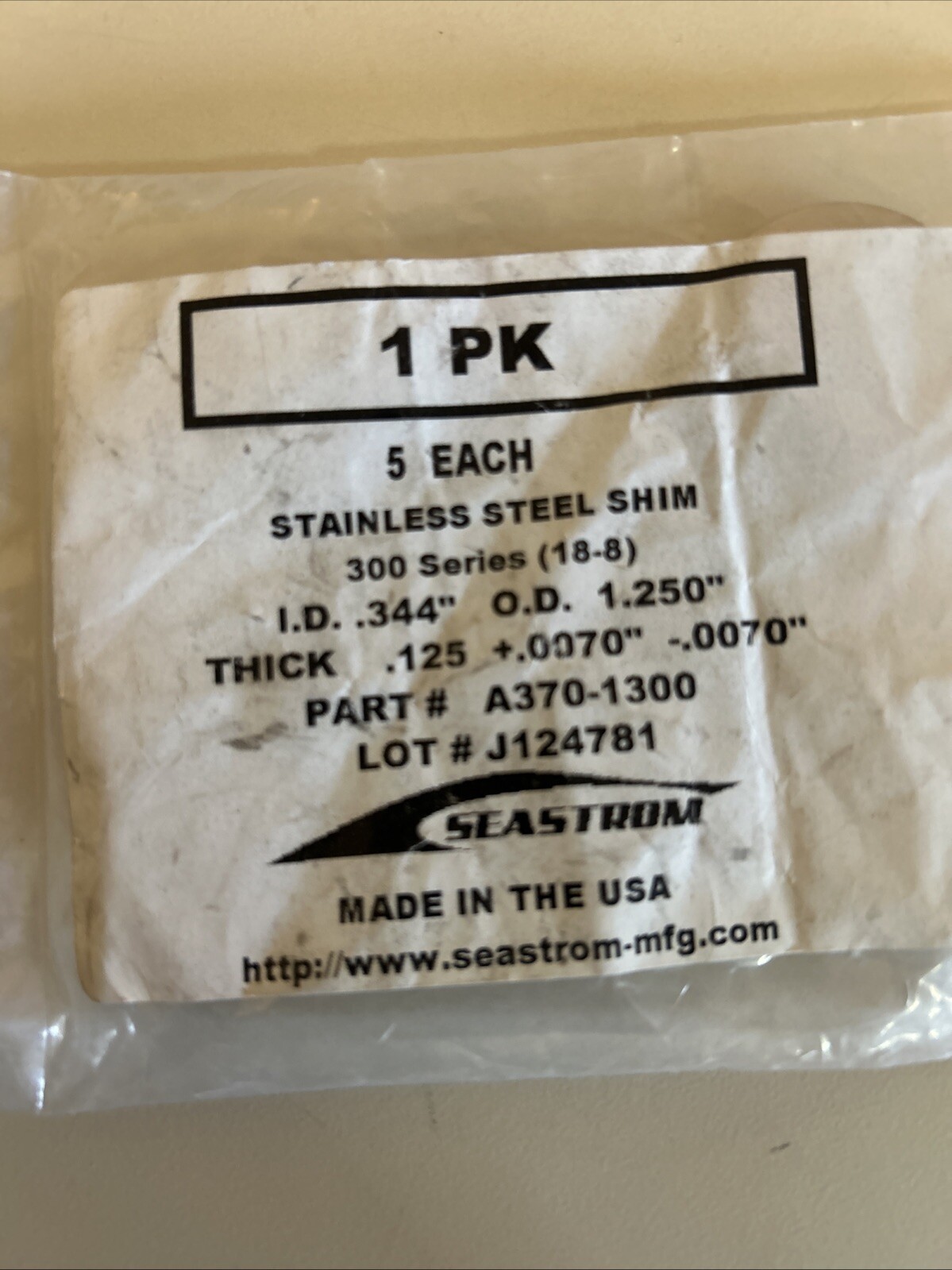 Shim Washers Stainless Steel 300 series, 5 pack extra thick