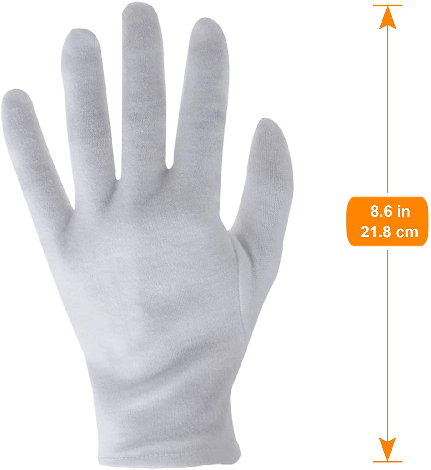 3 Pairs White Cotton Gloves for Dry Hands Eczema SPA Moisturizing – Work Glove L