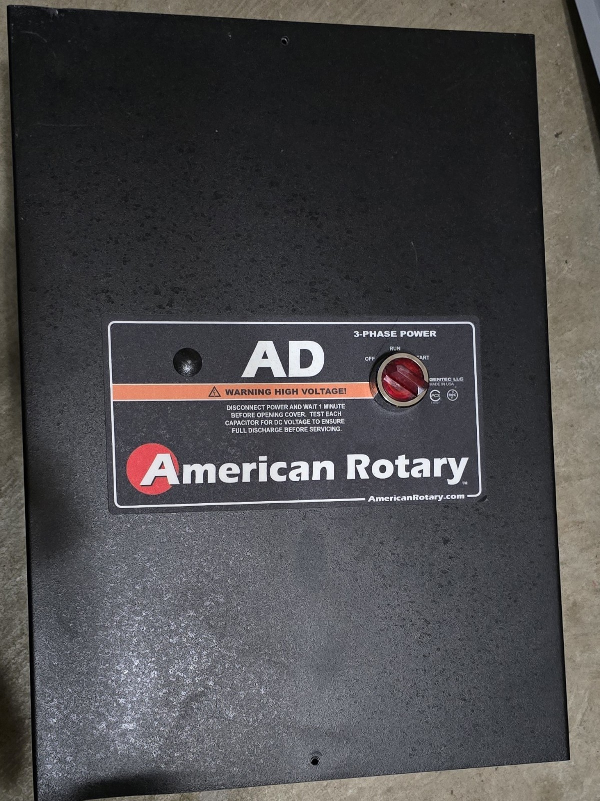 American Rotary Phase Converter AD20S – 20HP / 15kW and Operational Components