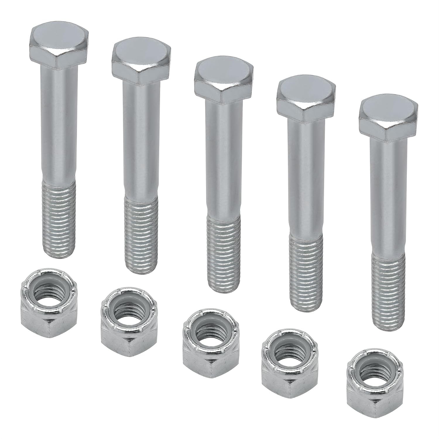 Grade 2 Shear Bolts for Rotary Cutters 1/2″ x 3-1/2″ with Nylock Nuts – 5 Pack