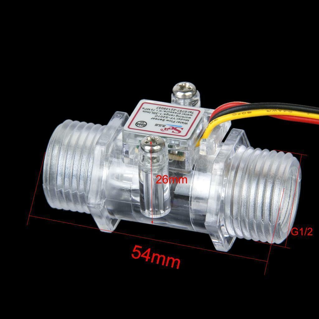 1-30L/min G1/2″ Water Flow Hall Sensor Switch Flow Meter Mini Flowmeter Counter