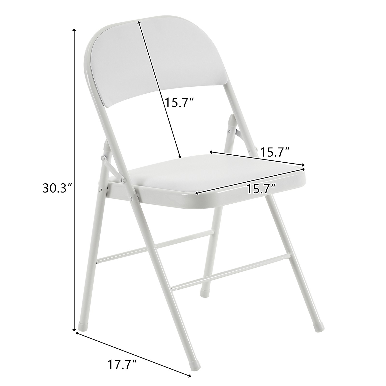 6Pcs White Folding Chairs Padded Metal Frame Leather Foldable Chair Party Event
