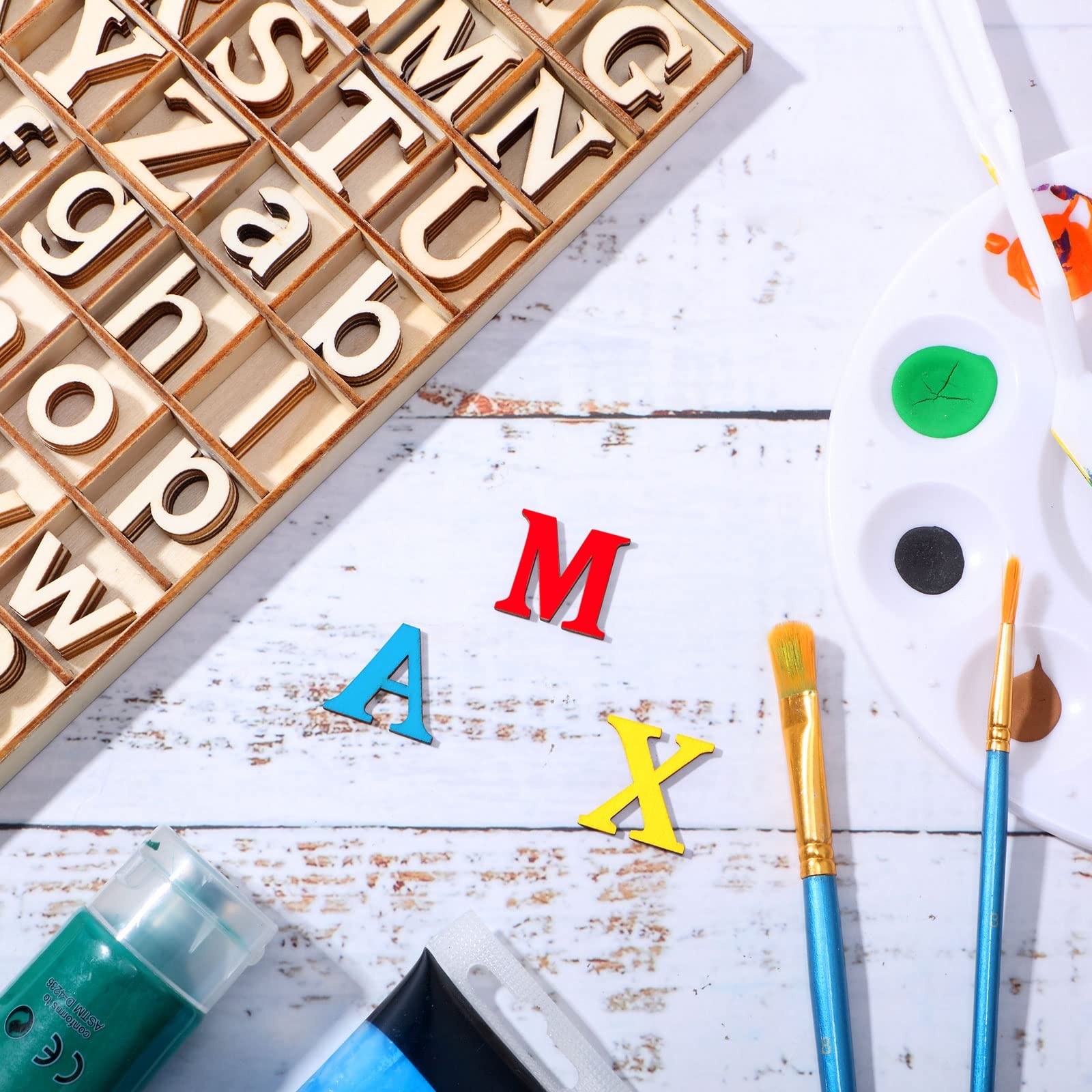 Blulu 248 Pcs 1 Inch Wood Alphabet Letters approx. 1 x 1 inch, Color