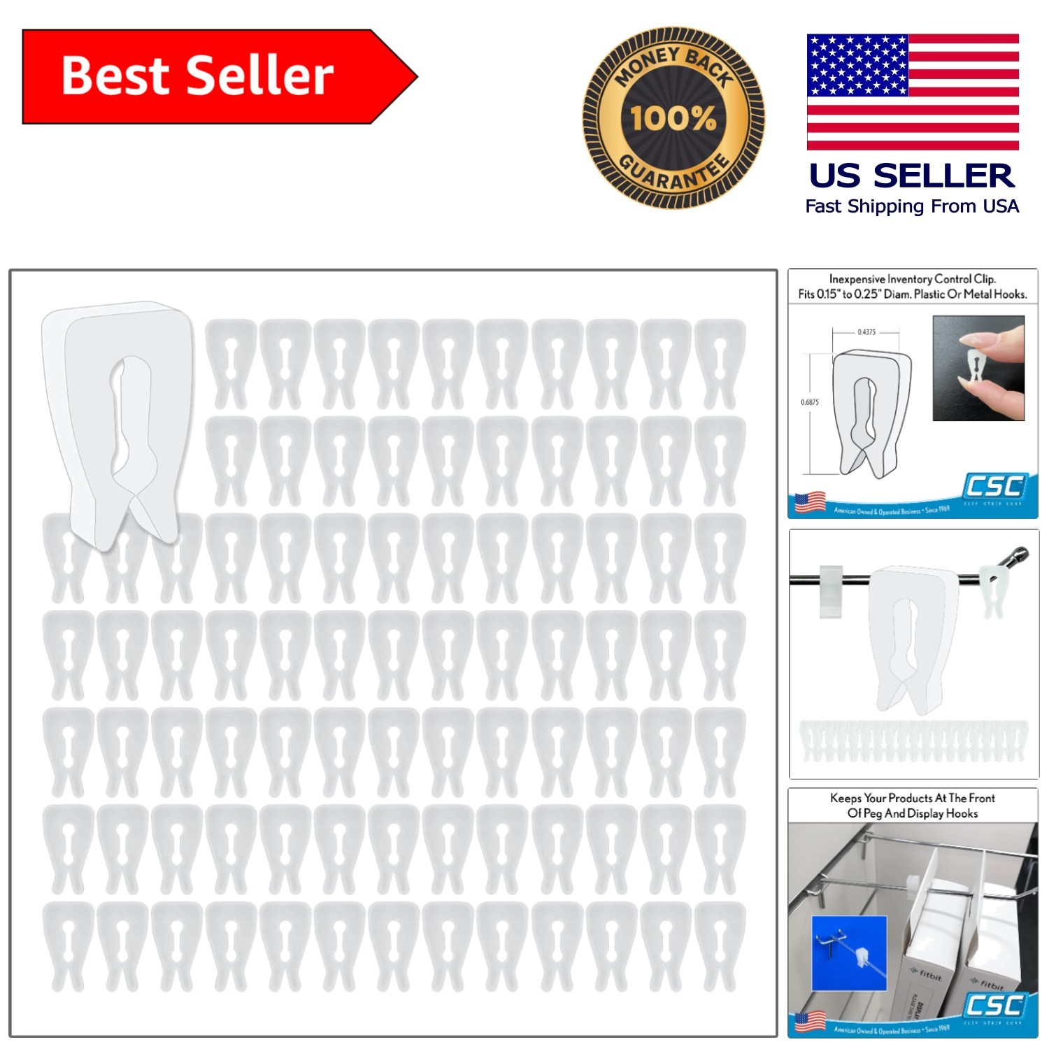 Transparent Inventory Control Clips (100 Pack) – Perfect for Shipping & Display