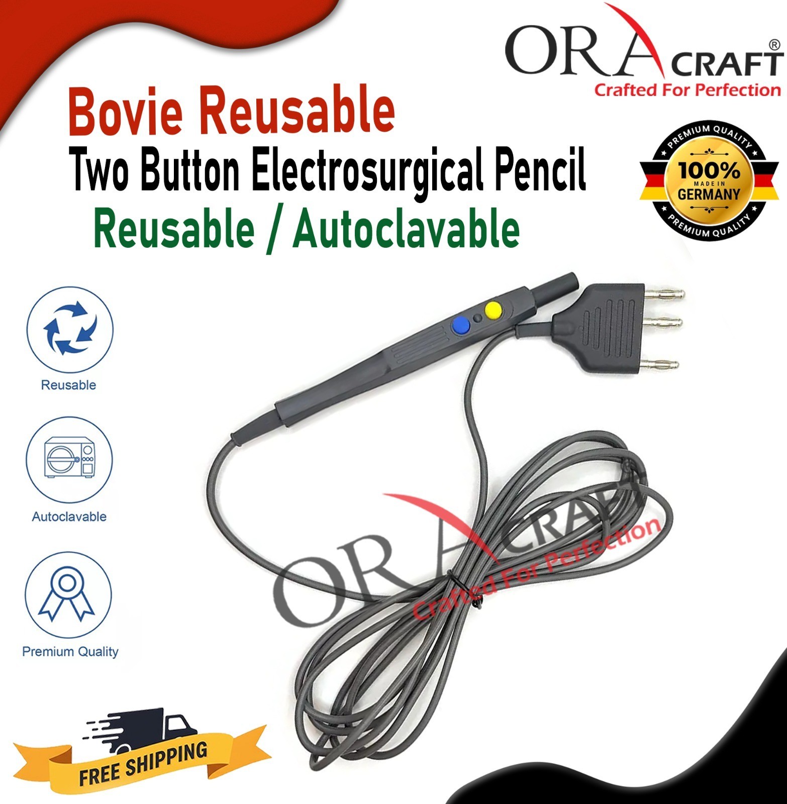 Bovie Reusable Two Button Electrosurgical Pencil Reusable / Autoclavable