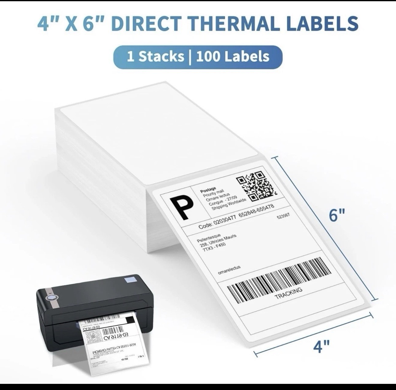 9527 Product 4″ x 6″ Direct Thermal Shipping Labels, 1 Stack/100