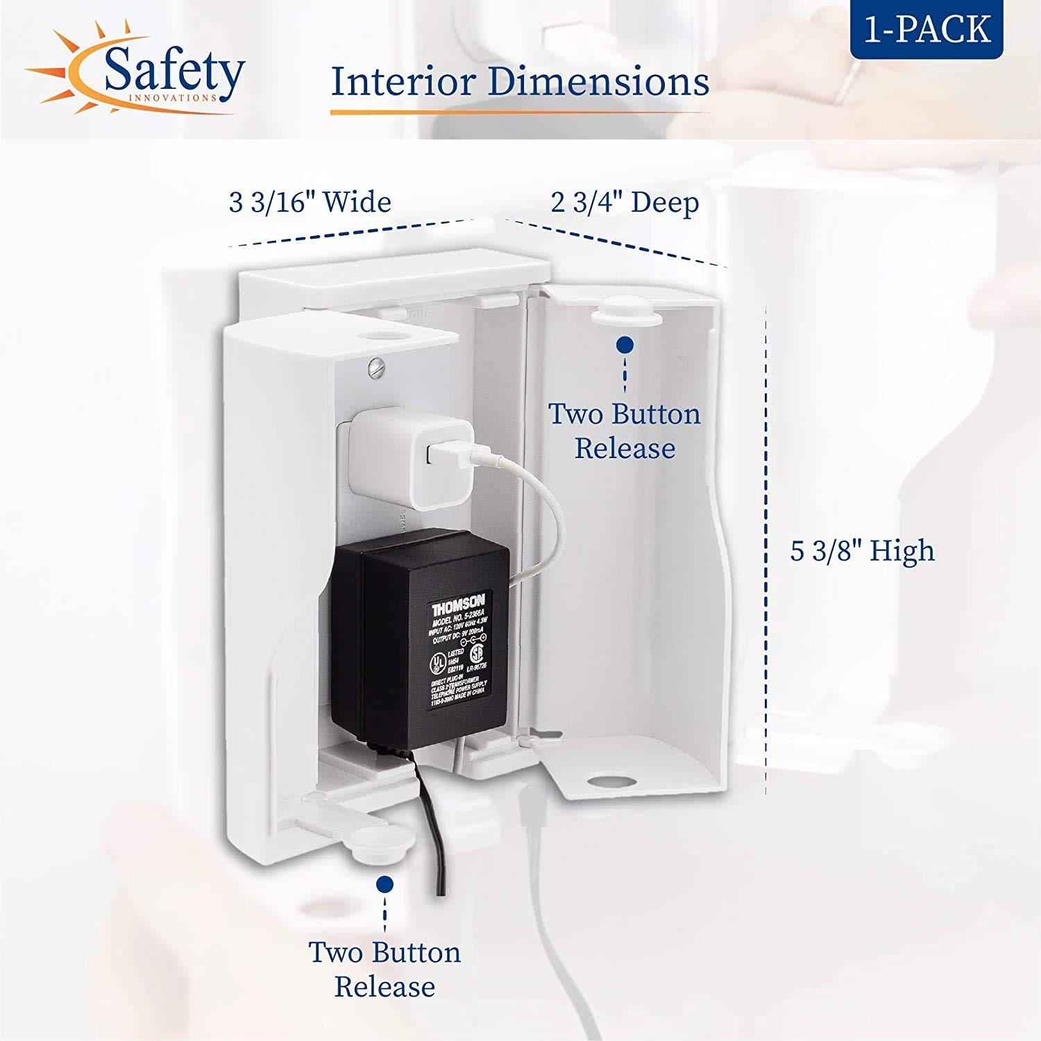Twin Door Baby Safety Outlet Cover Box for Babyproofing Outlets More Interio…