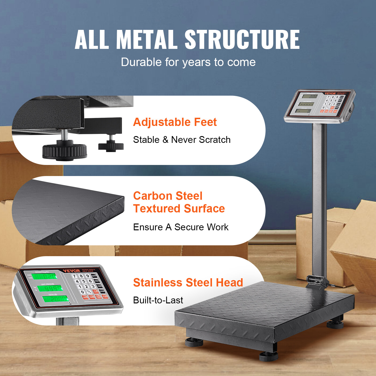 VEVOR 660 lbs / 0.1 Computing Digital Floor Platform Scale Shipping Postal Scale