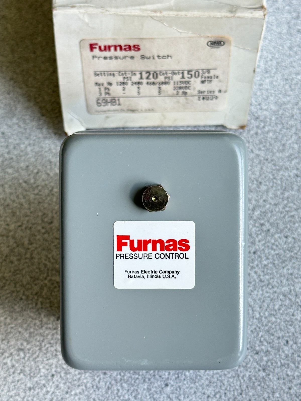 NEW Furnas 69HB1 Pressure Switch 3/8in 120psi-150psi 120/240/480/600V-AC