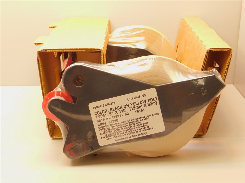 Brady #64326 .5″x110′ Black on Yellow Polyester Tape for Labelizer Plus Printer