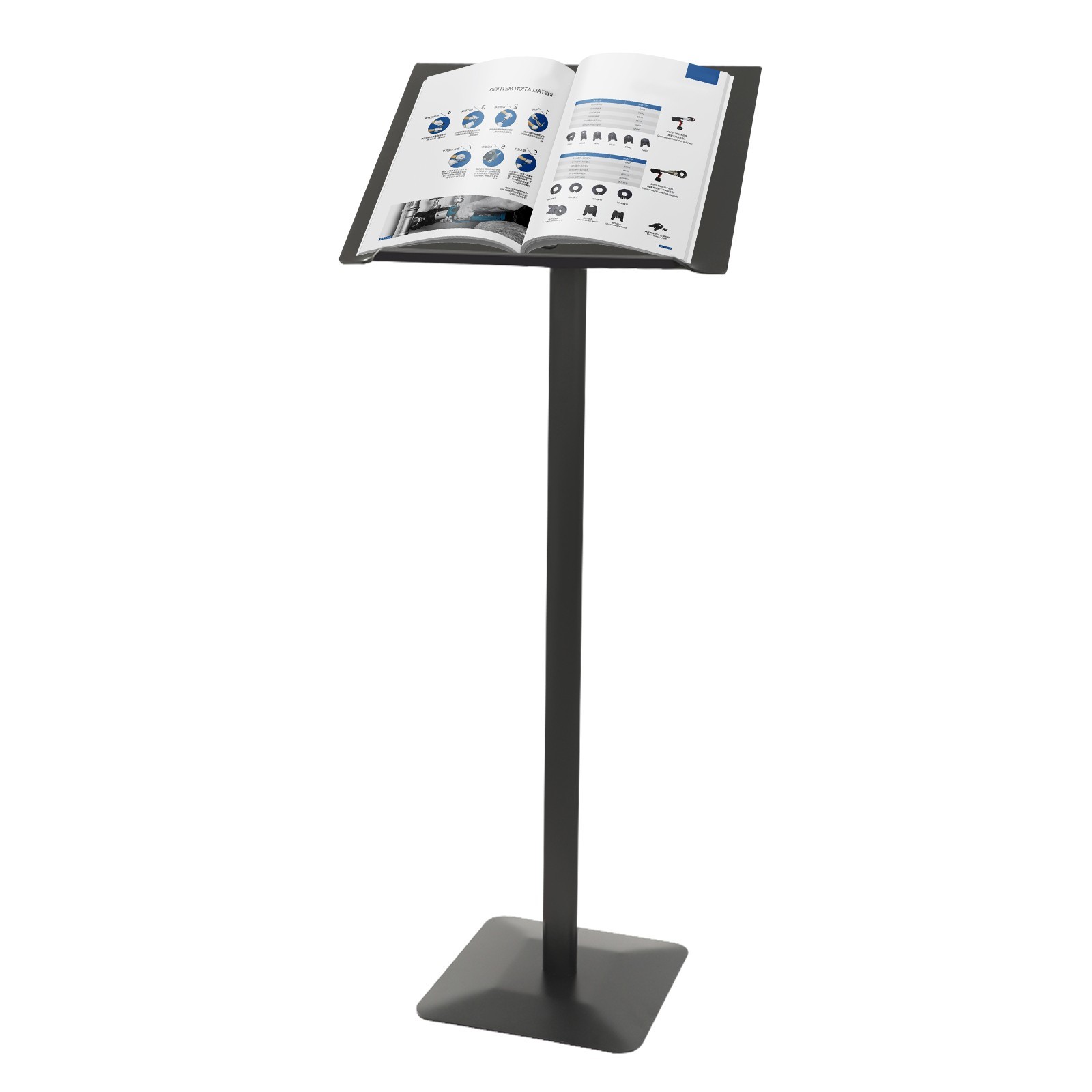 Metal Menu Stand, Black Speech Presentation Stand, Floor Standing Menu Stand US！