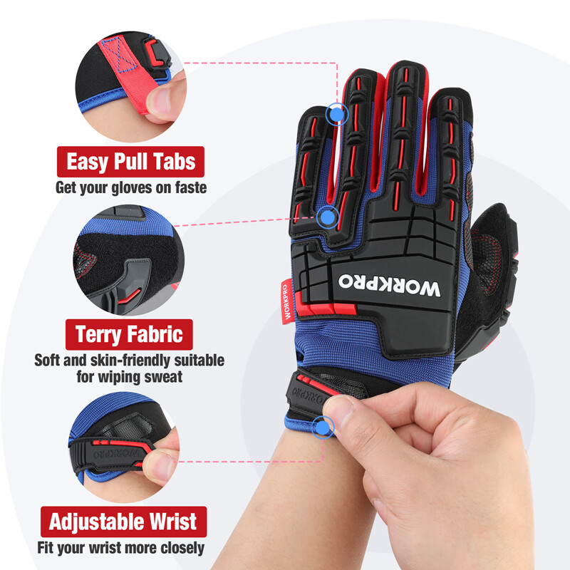 WORKPRO XLarge Heavy Duty Work Gloves Synthetic Leather Impact Working Gloves US