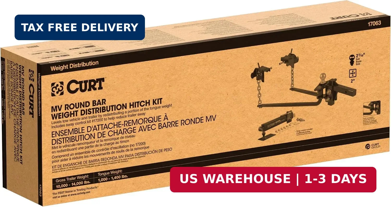 17063 Round Bar Weight Distribution Hitch with Sway Control, 14,000 lb | 1,000-1