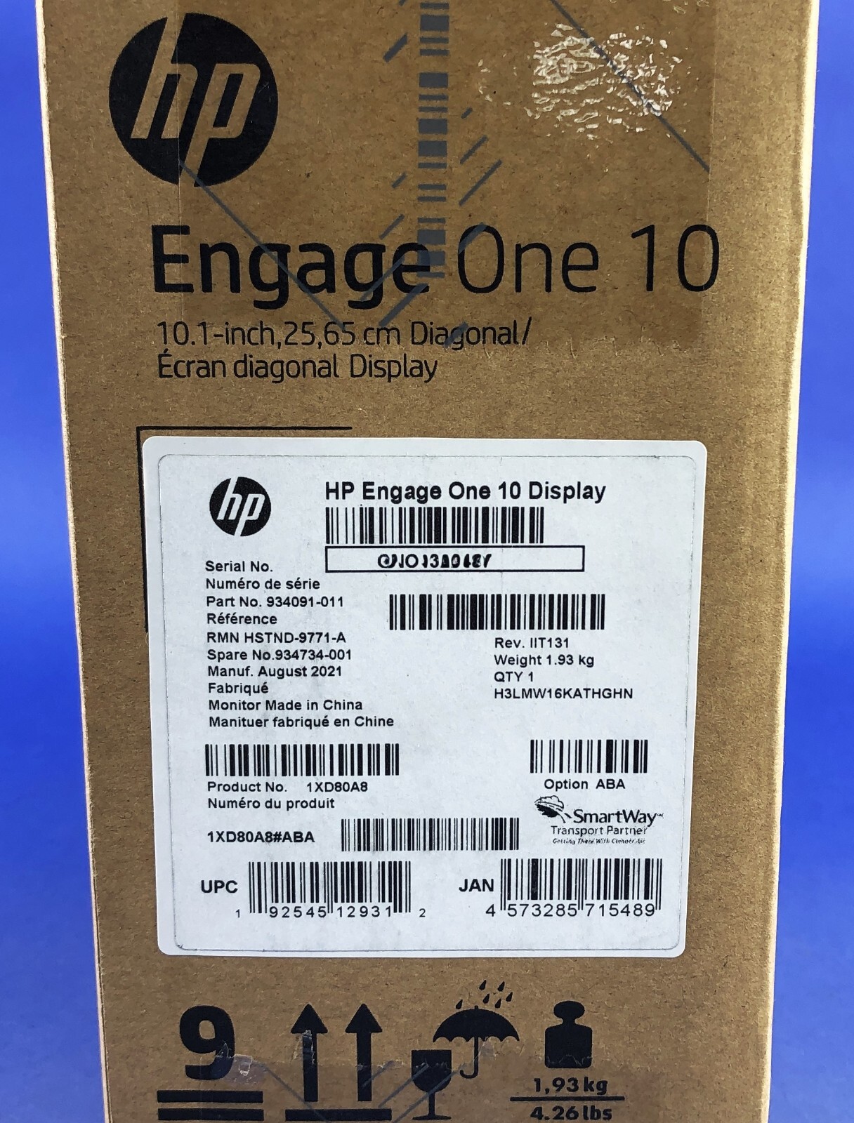 HP Engage One 10.1″ Customer Display Ebony Black PN: 1XD80A8#ABA – NIB