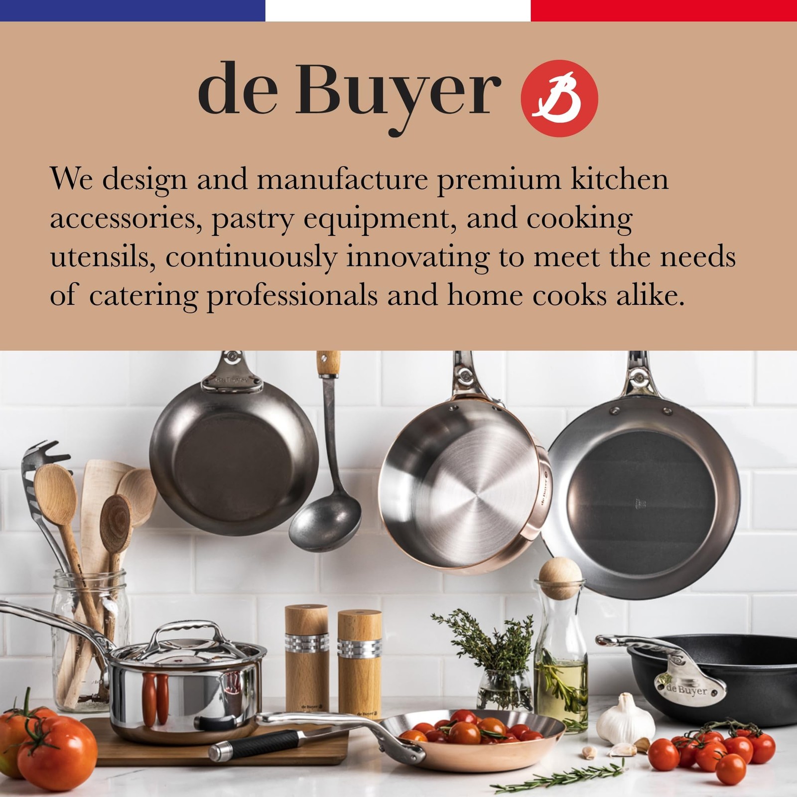 de Buyer – Blue Carbon Steel Fry Pan 2mm Thick – 11” Diameter, 8.3”