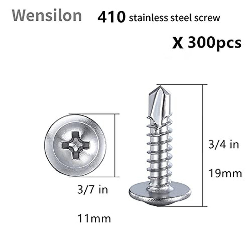 300PCS #8 x 3/4″ Self Tapping Sheet Metal Screws 410 Stainless Steel Truss Head