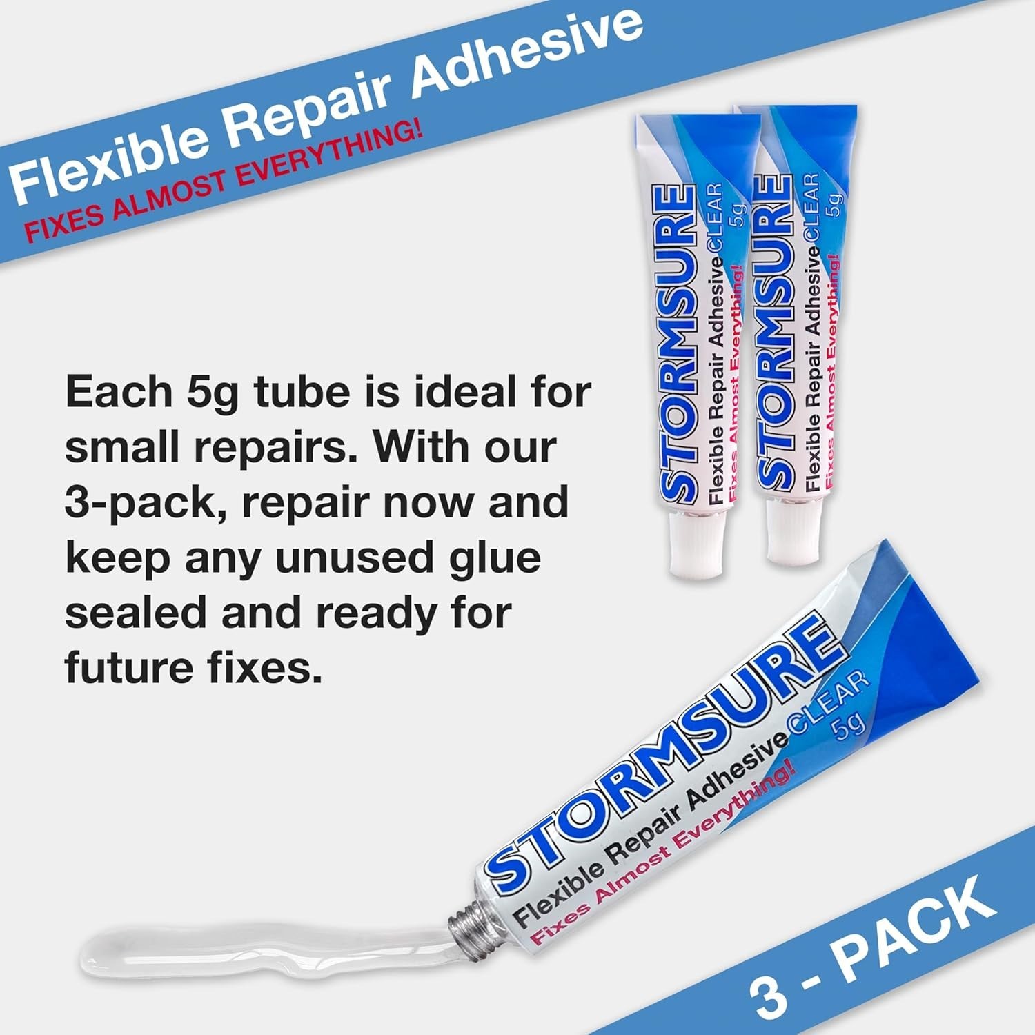 Flexible Repair Adhesive: 3 x 5g Clear Glue – Highly Durable, Waterproof Glue…