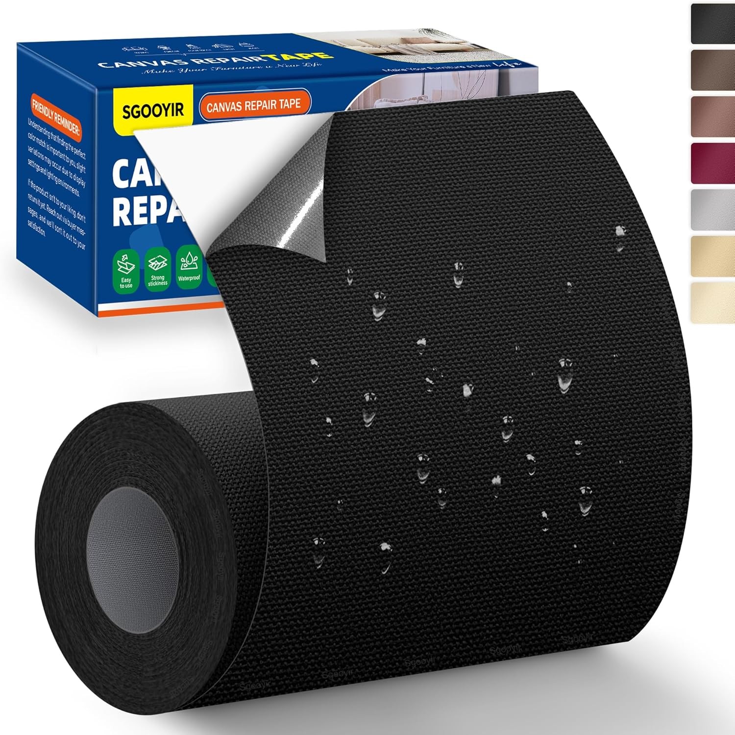 Self-Adhesive Canvas Repair Tape, 4″ x 79″ Waterproof Canvas Repair Patch, Fabri