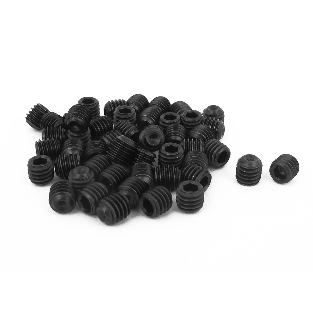 50Pcs M6 x 6mm 1mm Pitch Hex Socket Set Cup Point Grub Screws Black