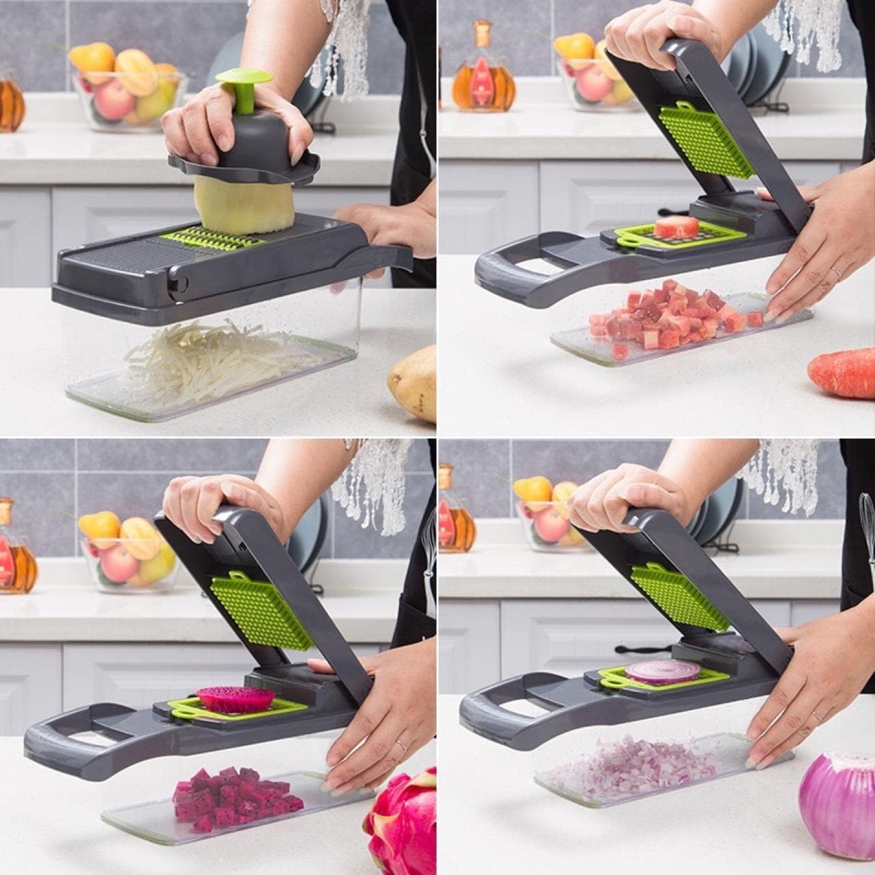 Multi-Function 12-in-1 Vegetable Chopper Cutter – Spiralizer default, Gray