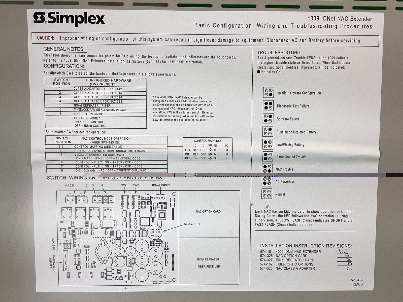 Simplex 4009 IDNet NAC Extender 4009-9201 Fire Alarm Panel – TESTED & WORKING