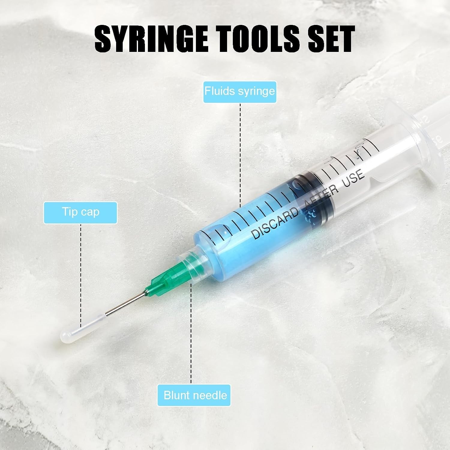 Glue Applicator Syringe with Blunt Tip Needle and Cap, for Liquid, Glue, Ink,