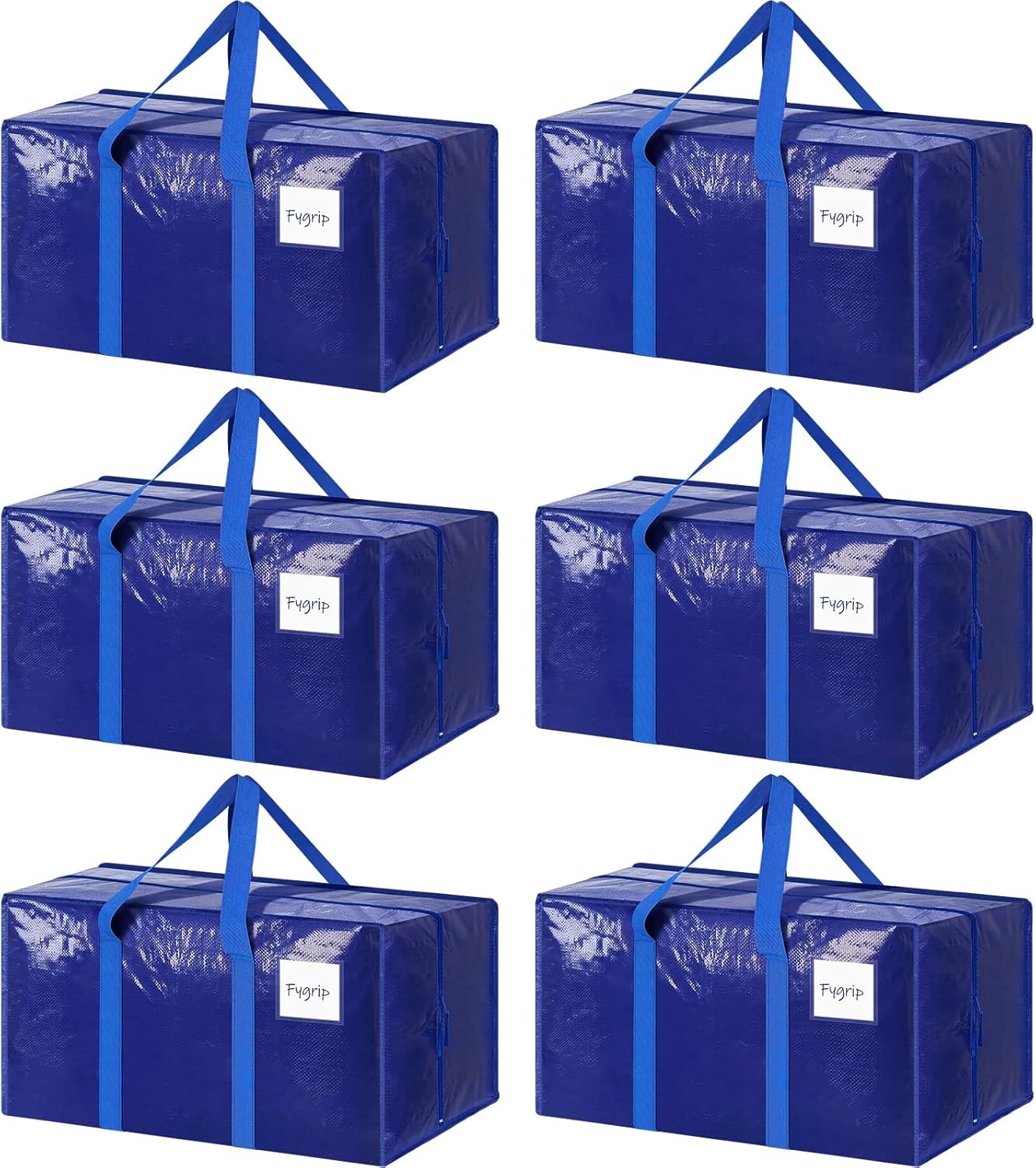 6 Pack Extra Heavy Duty Large Moving Bags with Strong Zipper, Dark Blue |…