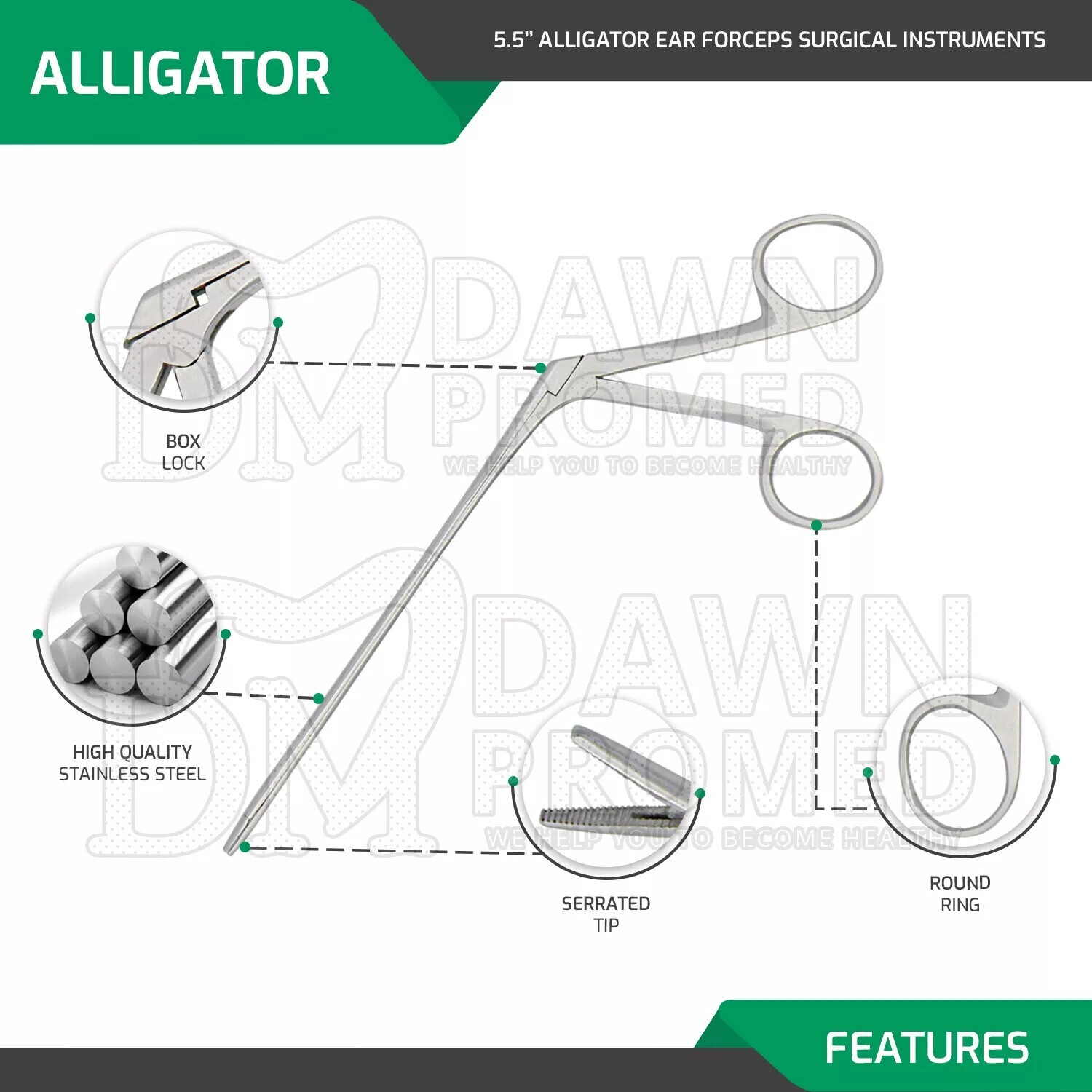 3 Hartman Alligator Ear Forceps 3.5» & 5.5» & 6.5″ Set ENT Inst German Grade