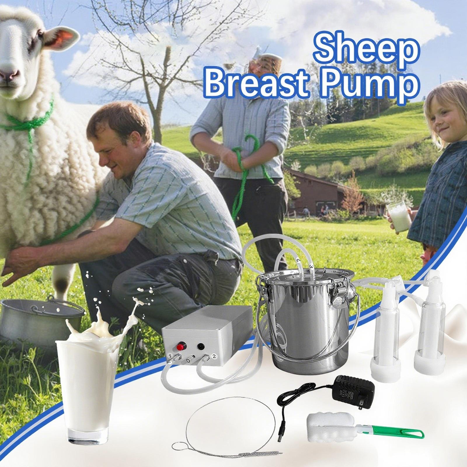 Goat Milking Machine Goat Milker 3L 304 Stainless Steel Bucket Portable US