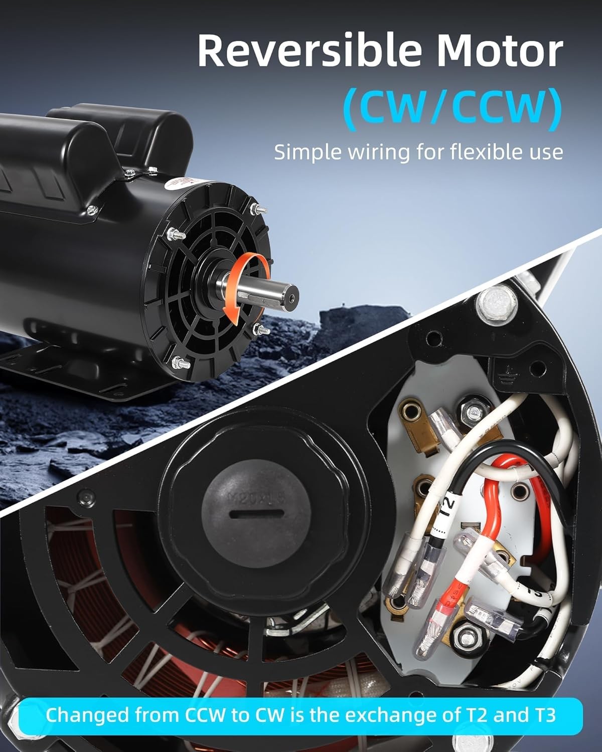 5HP SPL Air Compressor Electric Motor 230V 17.6Amps 3450 RPM 7/8» Keyed Shaft