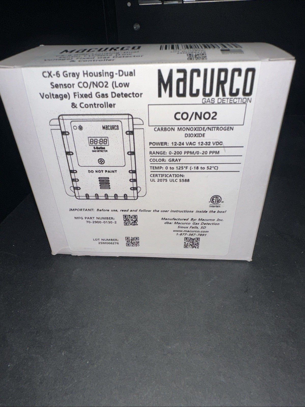 Macurco CX-6 Carbon Monoxide CO/ NO2 – Same Day Shipping (SEALED BOX)