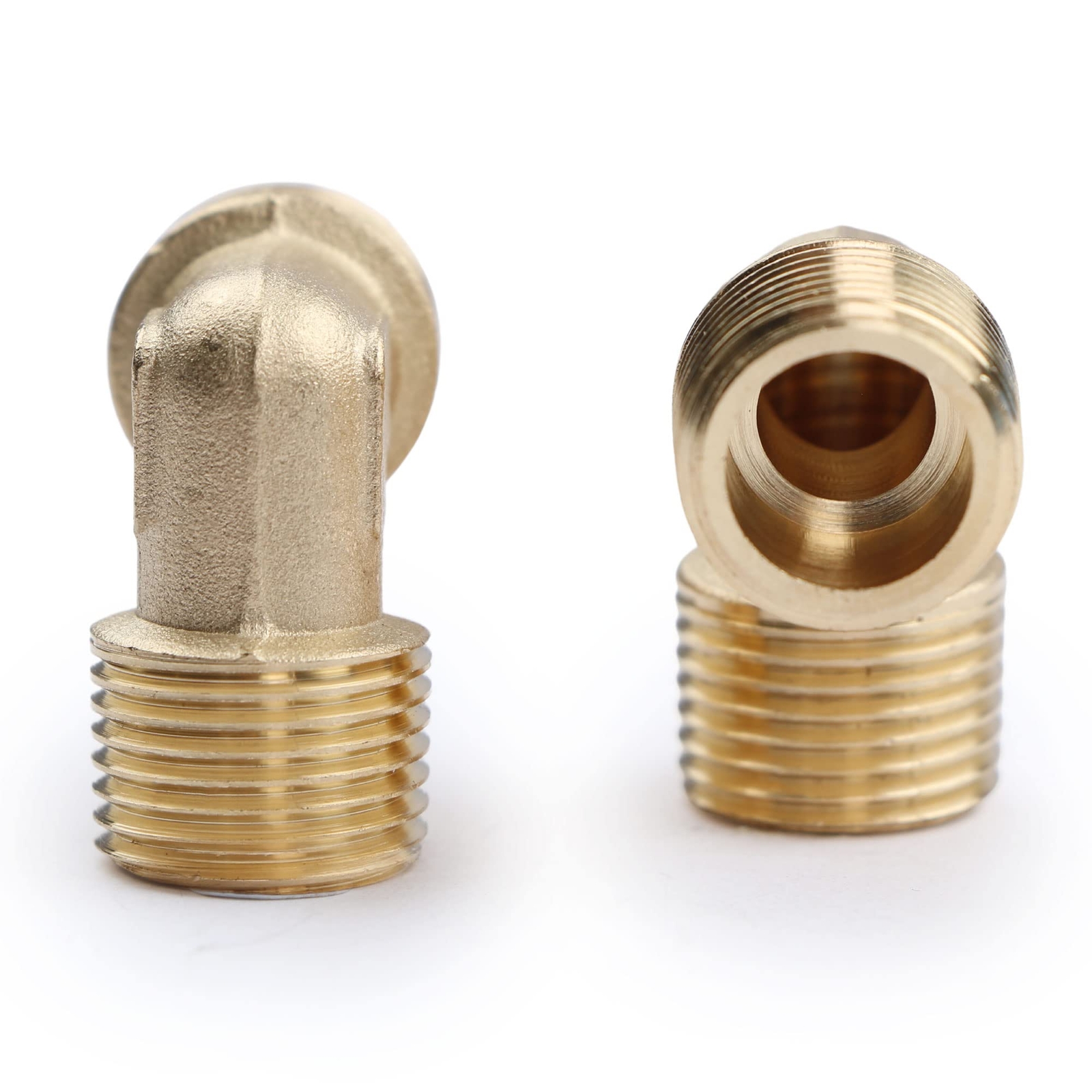 U.S. Solid 90 Degree Elbow Brass Fitting NPT 3/8″ Male x 3/8″ Male, 2pcs