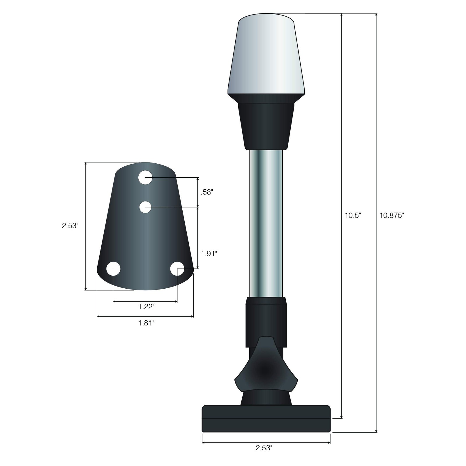 Shoreline Marine All-Round Fold Down Stern Light Standard Packaging