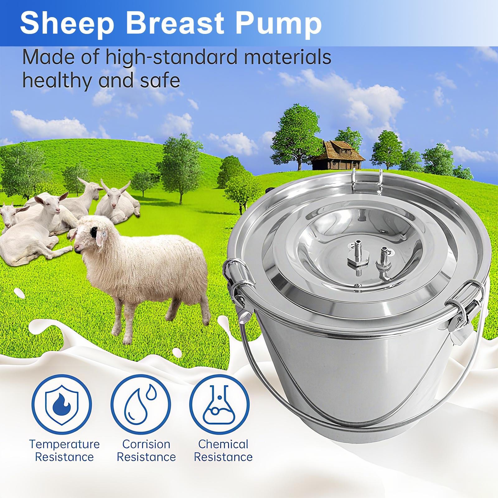Goat Milking Machine Goat Milker 3L 304 Stainless Steel Bucket Portable US