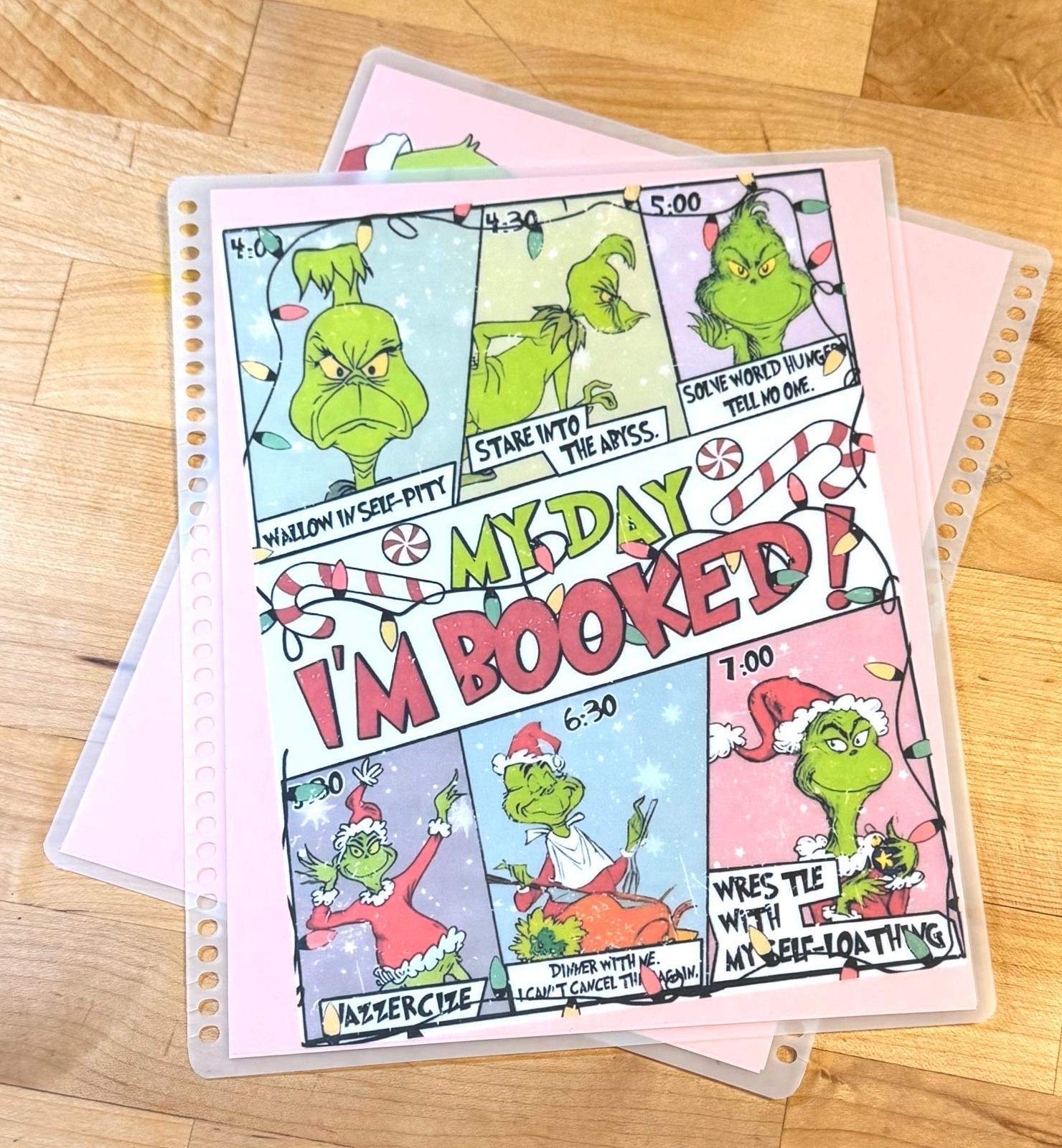 MATTE Finish Grinch My Day I’m Booked Cover Set 4 use w/ Erin Condren Planner~