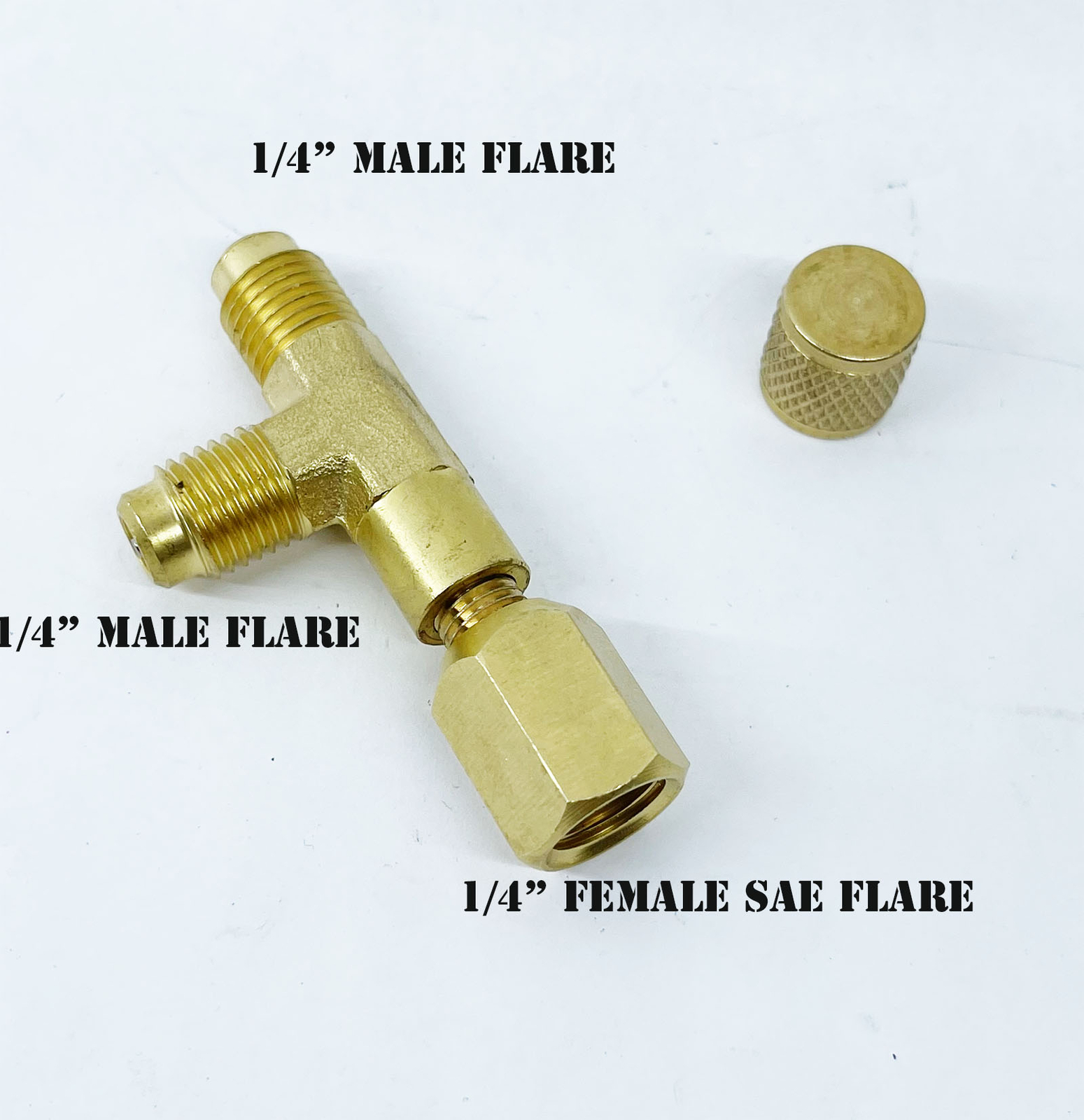 Refrigerant Quick Coupler Access Tee Split Connector 1/4» Valves Core Adapter